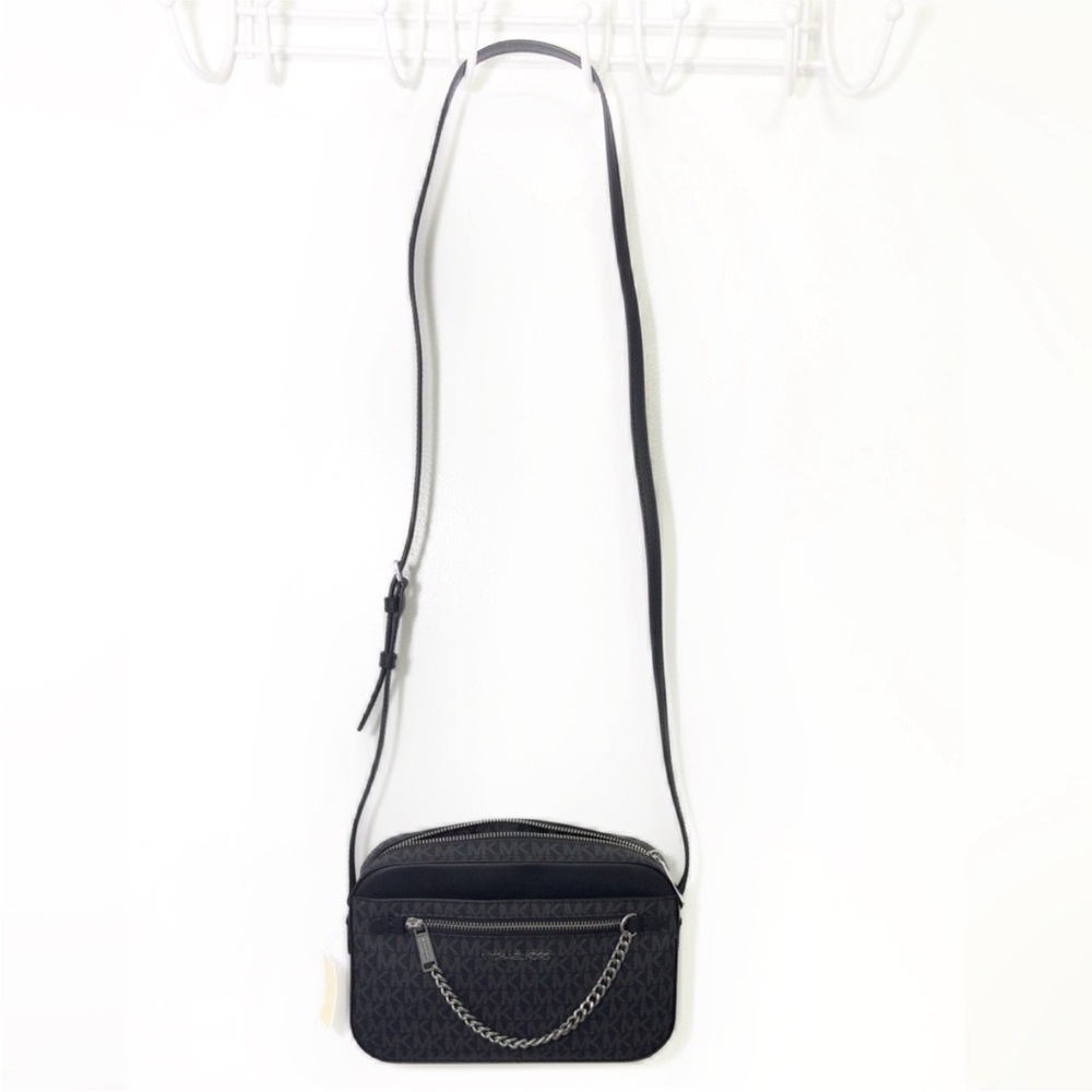 Michael Kors✨NWT✨Jet Set Large Crossbody Black MK Logo Everyday Travel Bag - Picture 10 of 11